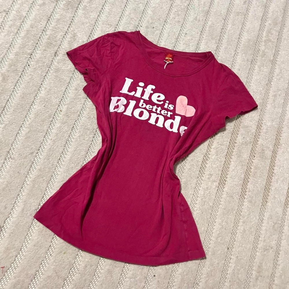 RARE VTG Hollister Co. Life is Better Blonde Jessica Simpson Pink Tshirt Size S